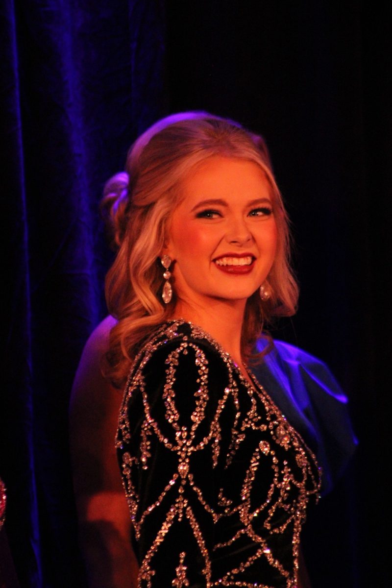 Bella Welch gracing the stage during the evening gown competition. 